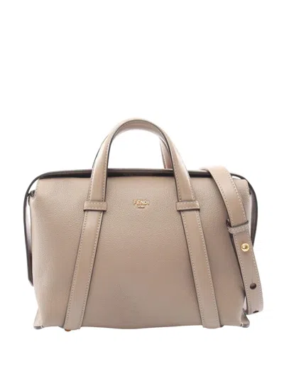 Pre-owned Fendi 2014-2026 Medium Leather 365 Satchel In Neutrals