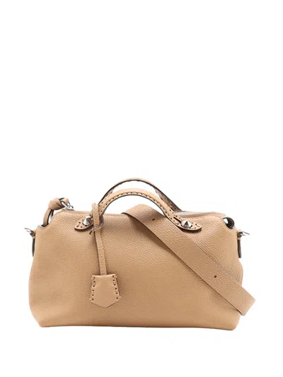 Pre-owned Fendi 2014-2026 Medium Leather Selleria By The Way Satchel In Brown