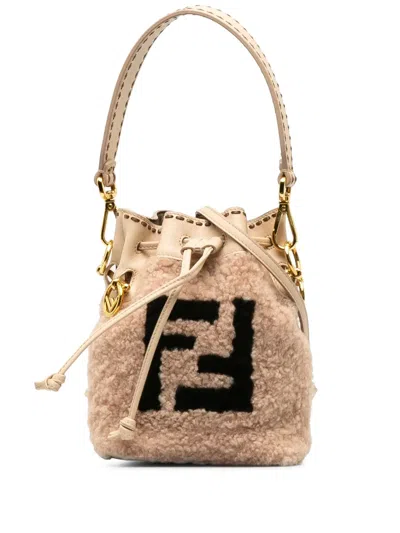 Pre-owned Fendi 2015-2023 Mini Mon Tresor Bucket Bag In Neutrals