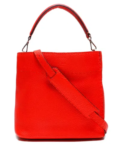 Pre-owned Fendi 2015-2024 Selleria Leather Shoulder Bag In Red