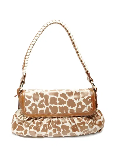 Pre-owned Fendi 2015-2025 Leopard-print Shoulder Bag In Neutral