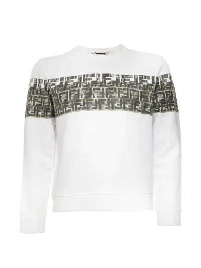 Pre-owned Fendi 2015-2025 Logo Sweatshirt In White