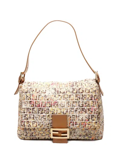 Pre-owned Fendi 2015-2025 Mamma Baguette Handbag In Neutral