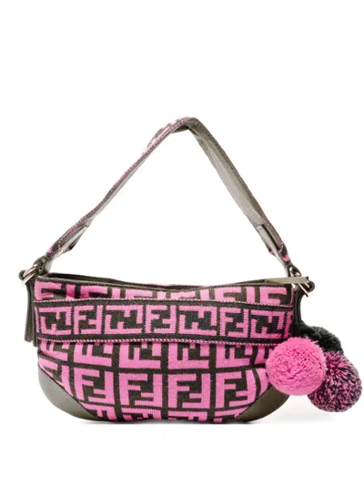 Pre-owned Fendi 2015-2025 Zucca-pattern Shoulder Bag In Pink