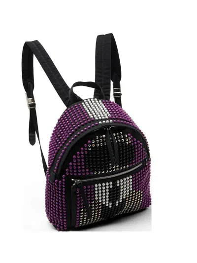 Pre-owned Fendi 2015 Karlito Beaded Backpack In Purple