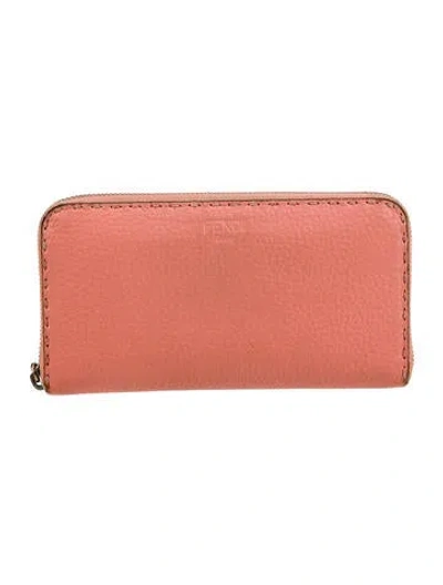 Pre-owned Fendi 2015 Leather Continental Wallet In Pink