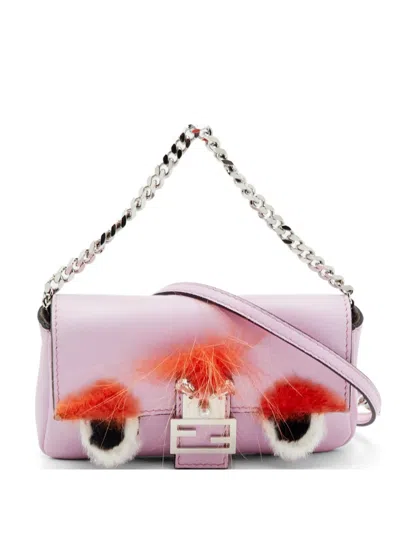 Fendi 2015 Micro Buggie Baguette Tote Bag In Purple