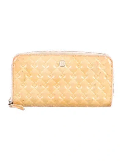 Pre-owned Fendi 2015 Pequin Pattern Continental Wallet In Neutral
