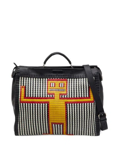 Pre-owned Fendi 2015 Xl Selleria Peekaboo Tote Bag In 黑色