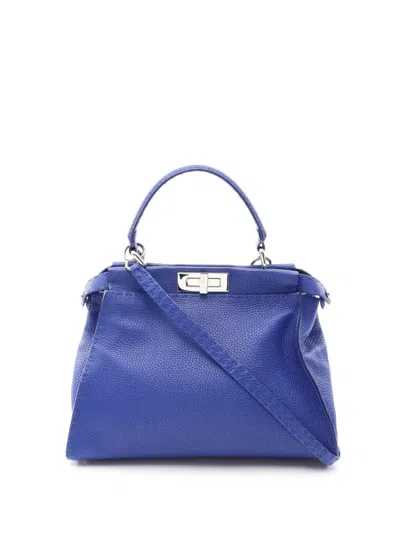 Pre-owned Fendi 2015-2016 Selleria Peekaboo Satchel In Blue