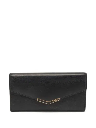 Pre-owned Fendi 2016 2jours Logo-bar Wallet In Black