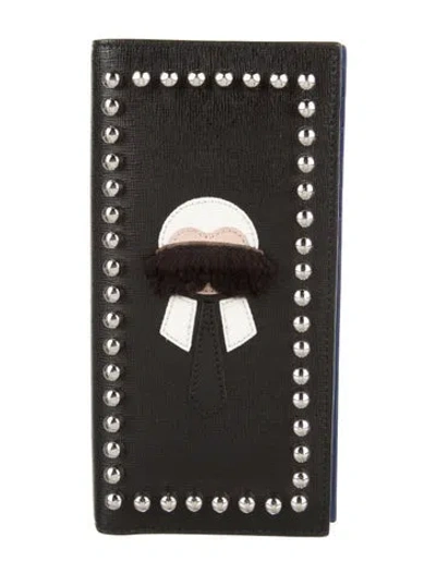 Pre-owned Fendi 2016 Karlito Bifold Wallet In Black