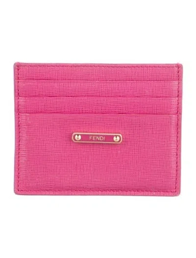 Pre-owned Fendi 2016 Leather Card Holder In Pink