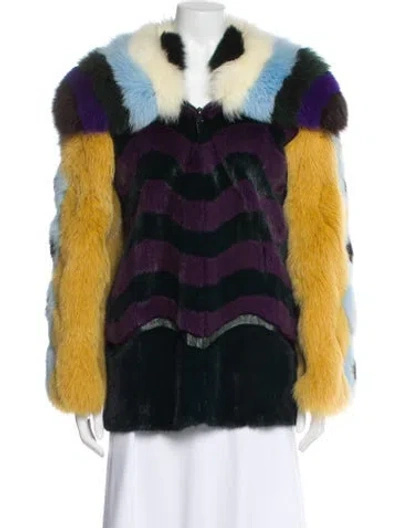 Pre-owned Fendi 2016 Mink Fur Jacket In Purple