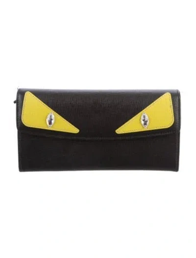 Pre-owned Fendi 2016 Monsters Motif Wallet In Black