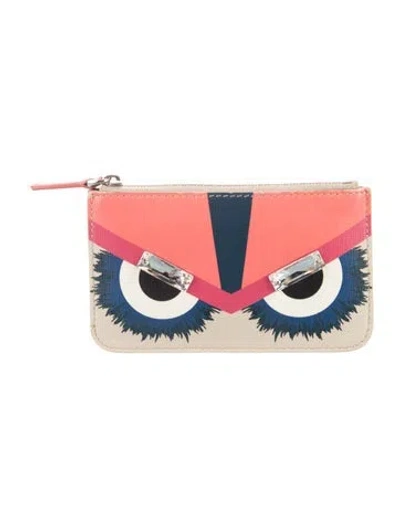 Pre-owned Fendi 2016 Monsters Motif Wallet In Pink