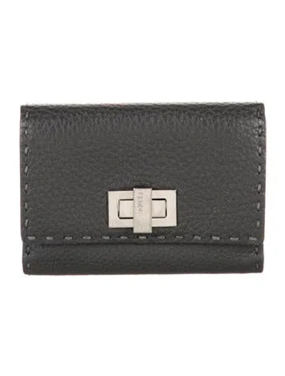 Pre-owned Fendi 2016 Selleria Wallet In Gray