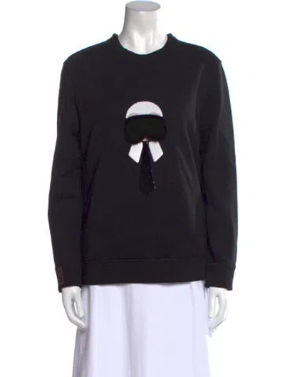 Pre-owned Fendi 2017 Graphic Print Sweatshirt In Black