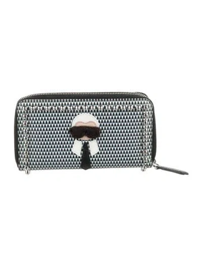 Pre-owned Fendi 2017 Karlito Continental Wallet In Blue