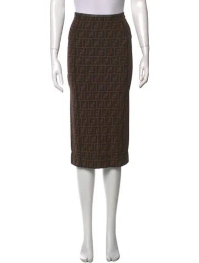 Pre-owned Fendi 2017 Midi Length Skirt In Brown