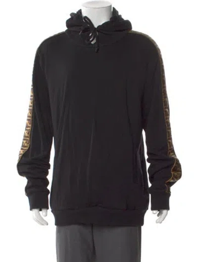 Pre-owned Fendi 2017 Zucca Ff Logo Hoodie In Black