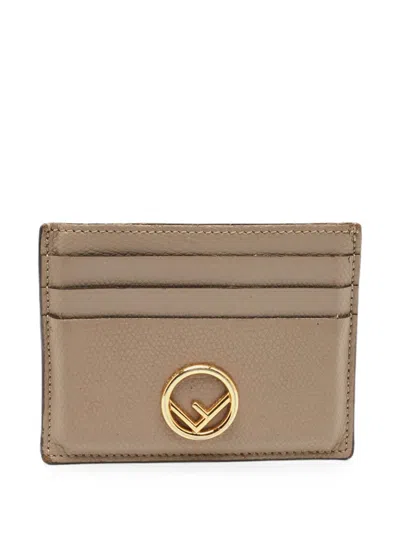 Pre-owned Fendi 2018 F Is  Logo-plaque Card Holder In Neutral
