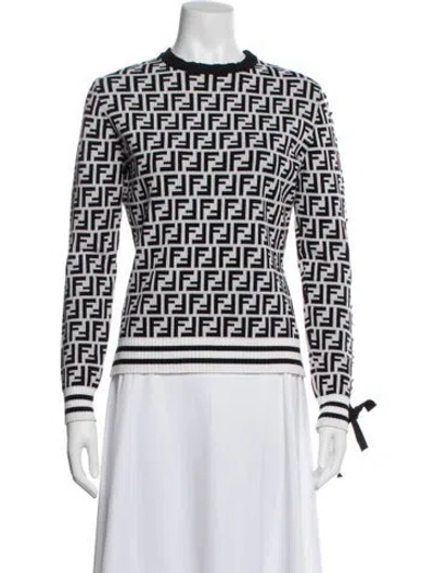 Pre-owned Fendi 2018 Graphic Print Sweater In White