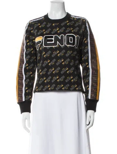 Pre-owned Fendi 2018 Graphic Print Sweatshirt In Black