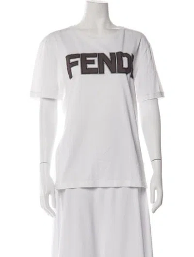 Pre-owned Fendi 2018 Graphic Print T-shirt In White