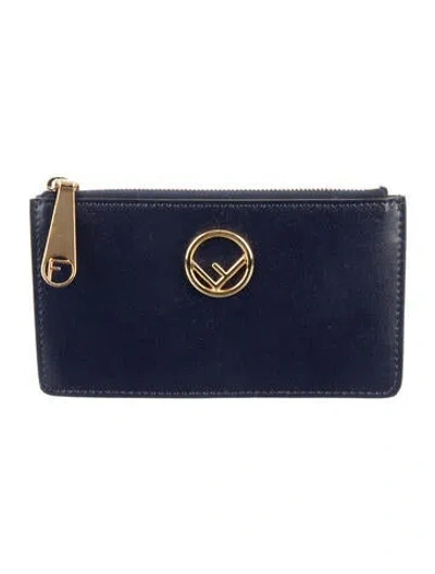 Pre-owned Fendi 2018 Leather Card Holder In Blue