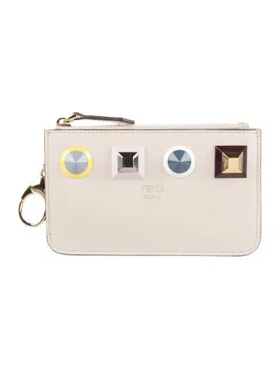 Pre-owned Fendi 2018 Leather Card Holder In Neutrals