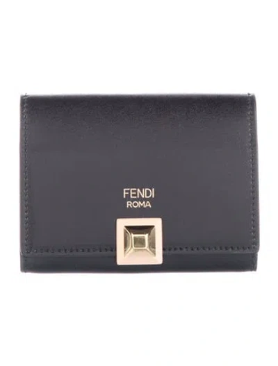 Pre-owned Fendi 2018 Leather Continental Wallet In Black