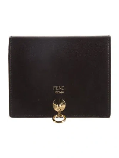 Pre-owned Fendi 2018 Leather Continental Wallet In Black