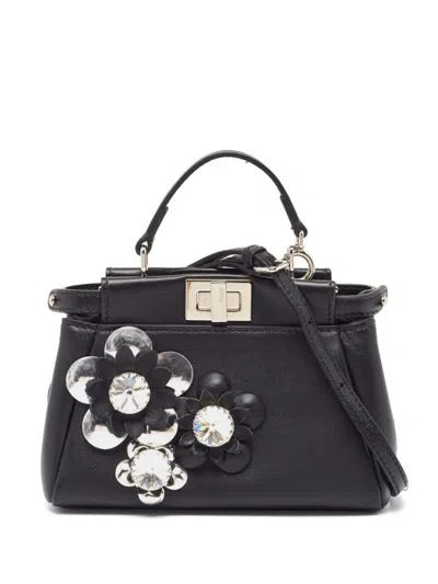 Pre-owned Fendi 2018 Micro Peekaboo Two-way Bag In Black