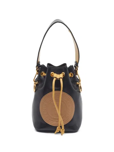 Pre-owned Fendi 2018 Mon Tresor Leather Bucket Bag In Black
