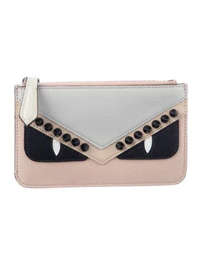 Pre-owned Fendi 2018 Monsters Motif Card Holder In Blue