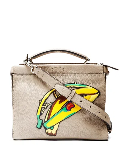 Pre-owned Fendi 2018 Peekaboo Leather Tote Bag In Neutral