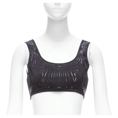 Pre-owned Fendi 2019 Ffreedom Black Neoprene Rubber Ff Logo Scoop Cropped Bra Top It40 S