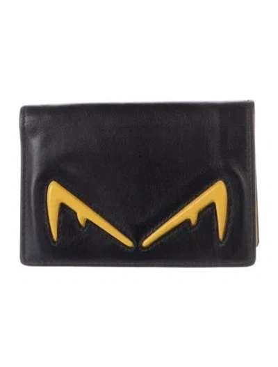 Pre-owned Fendi 2019 Leather Card Holder In Black