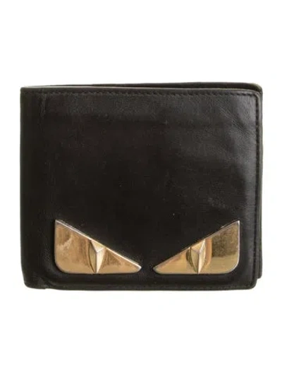 Pre-owned Fendi 2019 Monsters Motif Bifold Wallet In Black