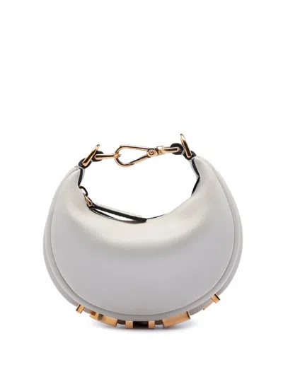 Pre-owned Fendi 2019 Nano Leather Graphy Hobo Bag In Gray