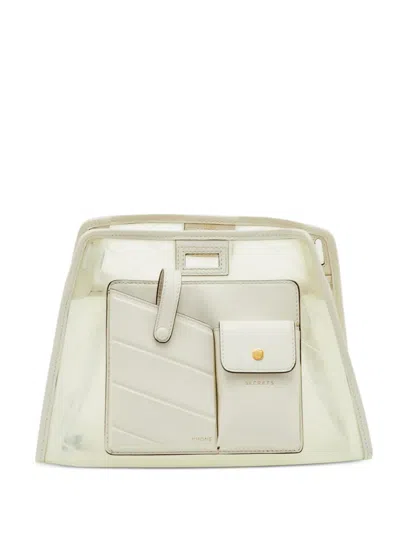 Pre-owned Fendi 2019 Peekaboo Pocket Clutch Bag In White