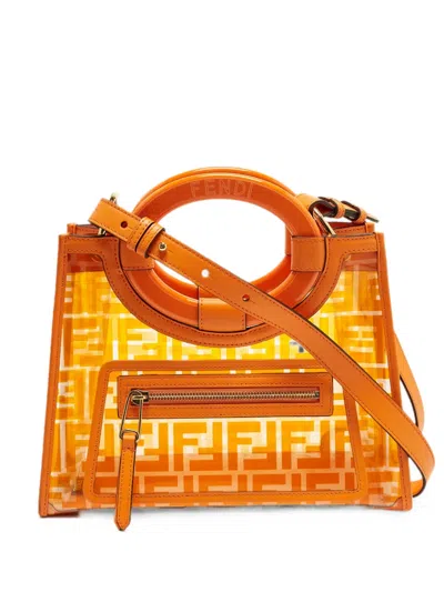 Pre-owned Fendi 2019 Small Runaway Ff-motif Tote Bag In Orange