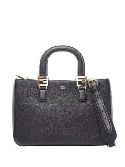 Pre-owned Fendi 2019-2020 Small Grained Leather Satchel In Black