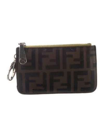 Pre-owned Fendi 2020 Ff Key Pouch Card Holder In Brown