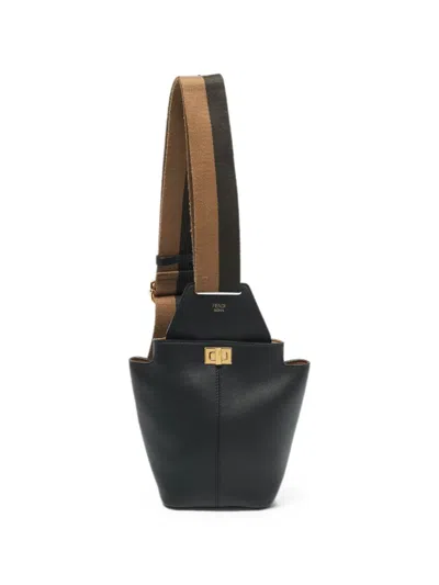 Pre-owned Fendi 2020 Guitar Leather Cross Body Bag In Black