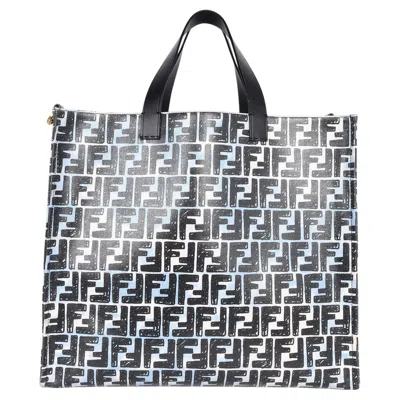 Pre-owned Fendi 2020 Joshua Vides Zucca Coated Canvas Cloudy Shopper Tote Bag In Gray