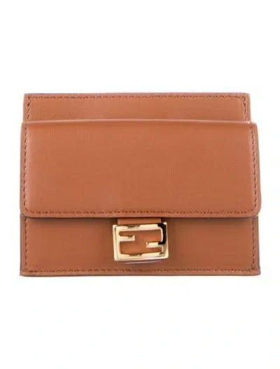 Pre-owned Fendi 2020 Leather Compact Wallet W/ Tags In Brown