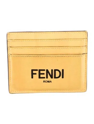 Pre-owned Fendi 2020 Logo Cardholder Card Holder In Yellow