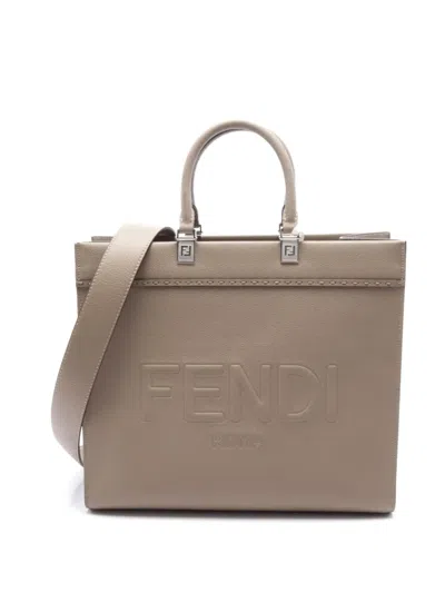 Pre-owned Fendi 2020 Medium Sunshine Handbag In Neutrals